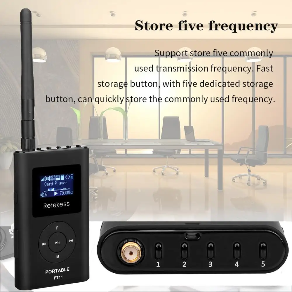 Retekess FT11 0.3W FM Wireless Transmitter MP3