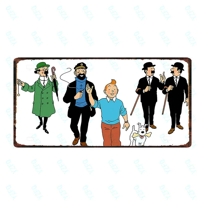 30X15 см Tintin мультфильм номерной знак фильм Винтаж металлический знак для настенного искусства Детская комната магазин Кино Домашний декор 30X15 см DC-0001A - Color: DC-0004