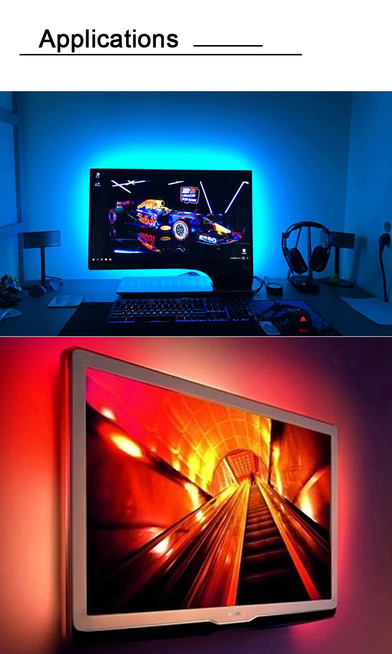 ТВ СВЕТОДИОДНЫЙ светильник 5 в 2835 USB гибкая лента 0,5 м 1 м 2 м 3 м RGB теплый белый декоративный светильник