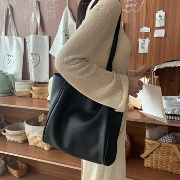 

Women's Large Capacity Tote Bag 2020 New Soft Leather Lightweight Shopping Pocket Japanese Simple Composite Bag A767