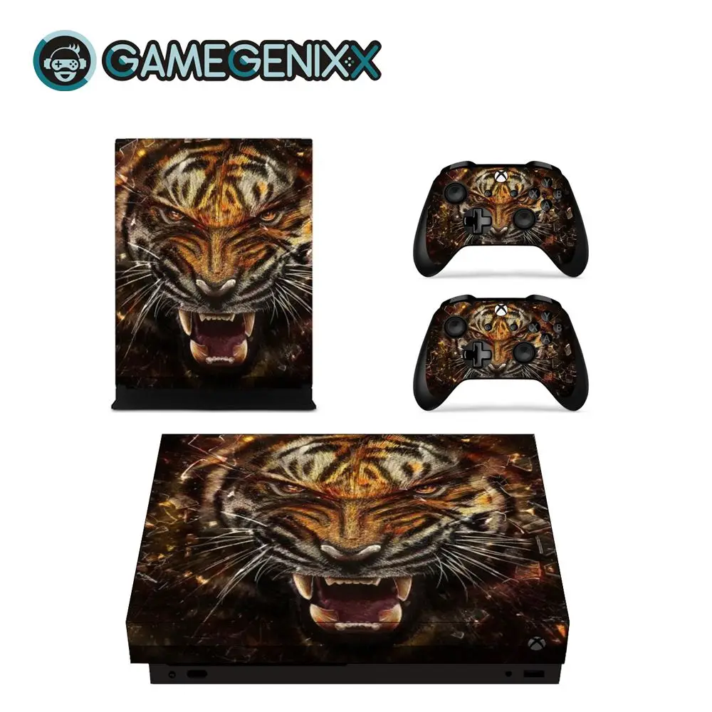 GAMEGENIXX Skin Sticker Vinyl Wrap Cover for Xbox One X Console and 2 Controllers- Tiger Animal
