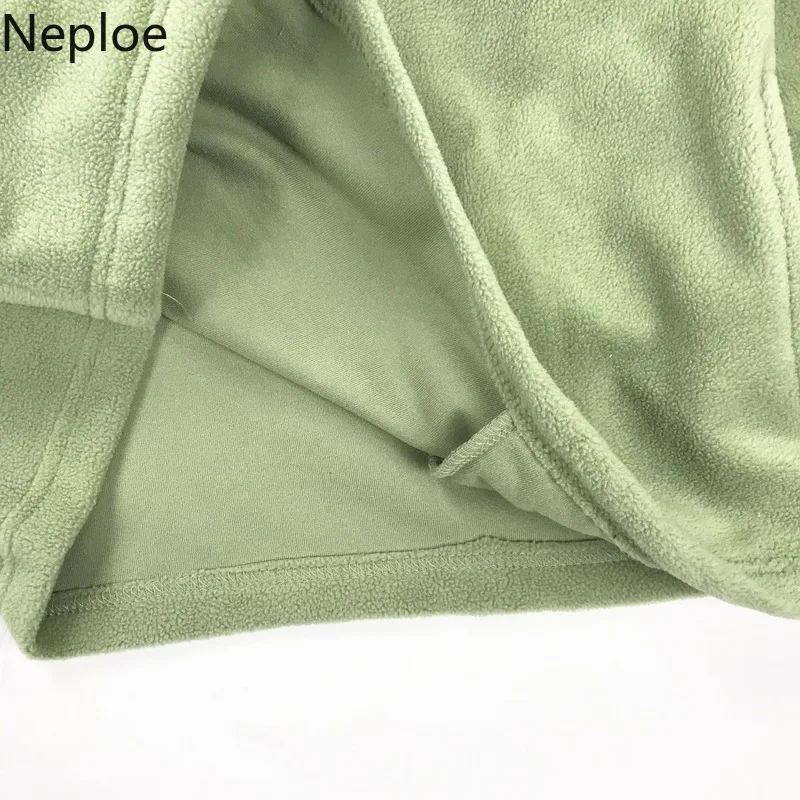 Neploe, японский стиль Харадзюку, невысокая горловина, со шнуровкой, свитер для женщин, толстый зеленый пуловер, Осень-зима, повседневные толстовки, 46494