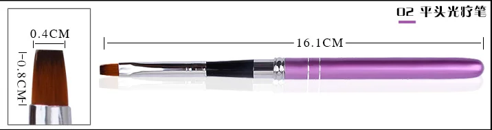 purple Гелевая Кисть для дизайна ногтей, съемная металлическая кисть для маникюра, цветная тонкая кисть для рисования - Цвет: purple