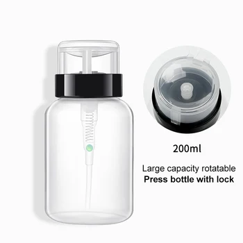 

1Pc 200/150ml Empty Plastic Nail Polish Remover Alcohol Liquid Containers Press Pumping Dispenser Bottle For Nail Art UV Gel