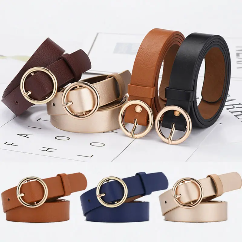 

Fashion Classic Round Buckle Ladies Wide Belt 105cm Women Man high quality Female Casual Leather Belts for Jeans Kemer