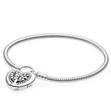 Подлинный 925 пробы серебряный браслет Moments Tree Of Life Love Сердце навесной замок браслет подходит из бисера Шарм Diy ювелирные изделия