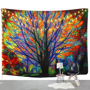 

1pcs European Style Tapestry Background Decoration Bohemian Tree Of Life Art Wall Tapestry Party Home Decor Printed Curtain