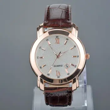 

Fashion Men Calendar Function Watch Alloy Quartz Wrist Watch PU Leather Band Wrist Watch