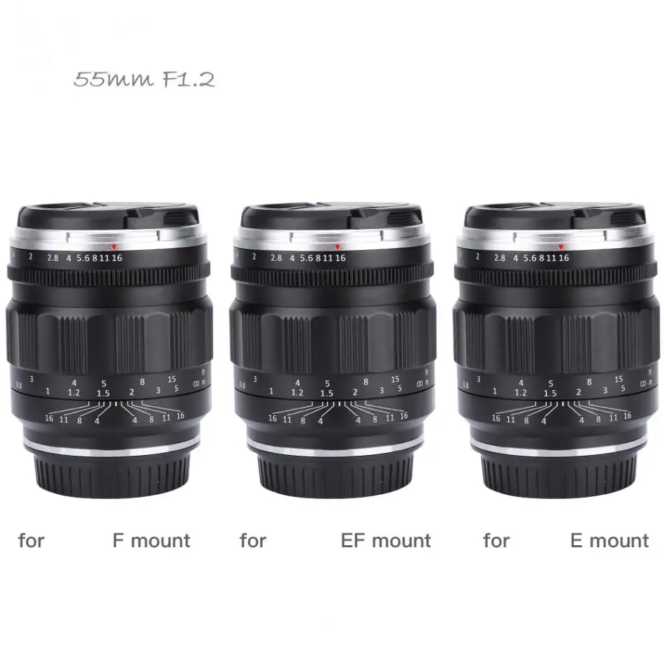 Kamlan 55 мм f1.2 Большая диафрагма ручной Прайм фиксированный объектив полная Рамка для sony