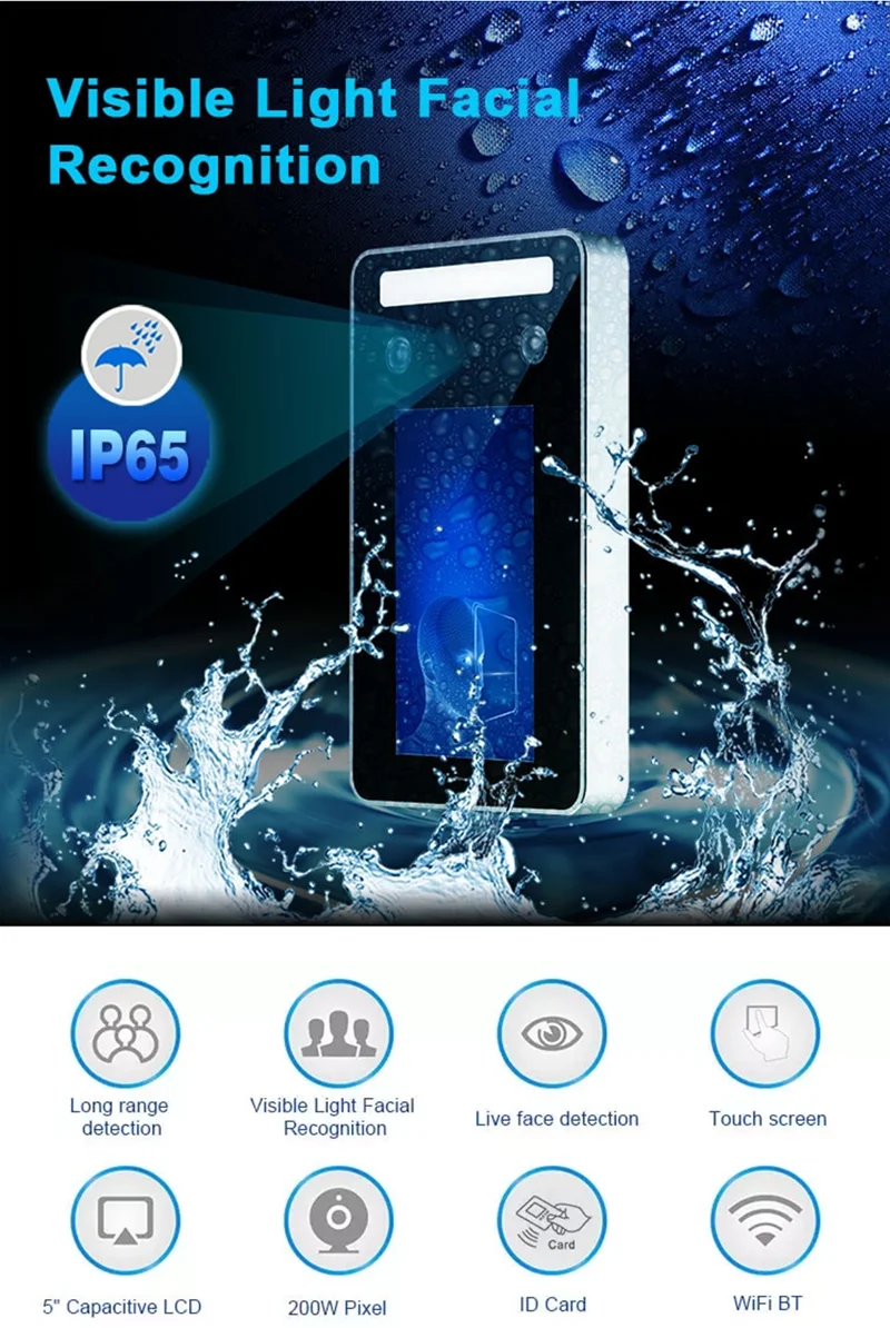 Waterproof Biometric Face Recognition Access Control And Time Attendance Facial Door Access Control System With RFID Reader - Famidy.com