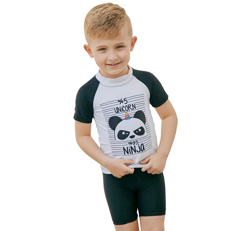 children Swimwear two pieces shirt and pants 2-8 years swimming suit boy's sun-protective clothing UPF 50 - Цвет: A1