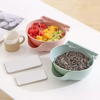 

Plastic Double-layer Snack Fruit Nuts Bowl Mobile Phone Bracket Storage Box