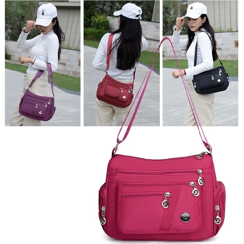 2021 Fashion Women Shoulder Messenger Bag Nylon Oxford Lightweight Waterproof Zipper Package Large Capacity Travel Crossbody Bag