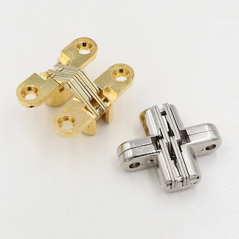 1/5Pcs Concealed Invisible Cross Hinge for Cabinet Cupboard Door Wooden Box TN99