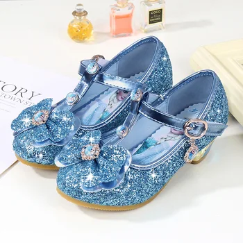 

girls Sandals Shining Rhinestone Latin dance shoes old children summer high Heel Princess shoes kids Elsa sandals 4-13 years