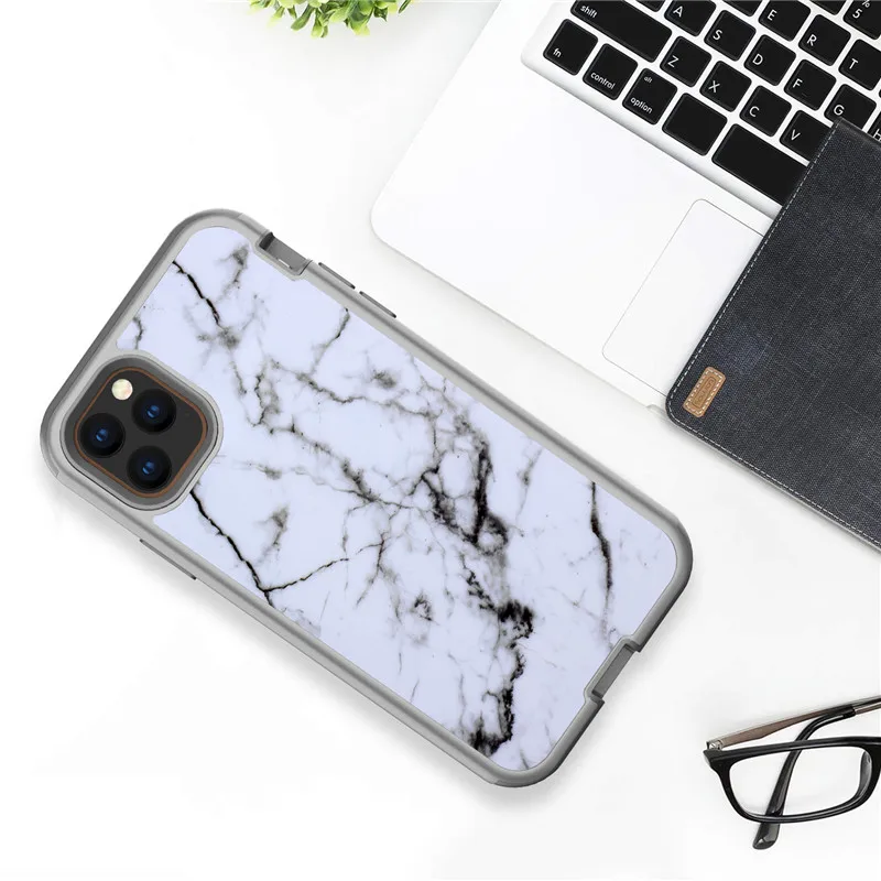 06 Передняя и задняя 360 Полный корпус защитный чехол для iPhone 11Pro max мраморный цветок гальванический блеск Гибридный ТПУ+ резина жесткий прочный - Цвет: 06