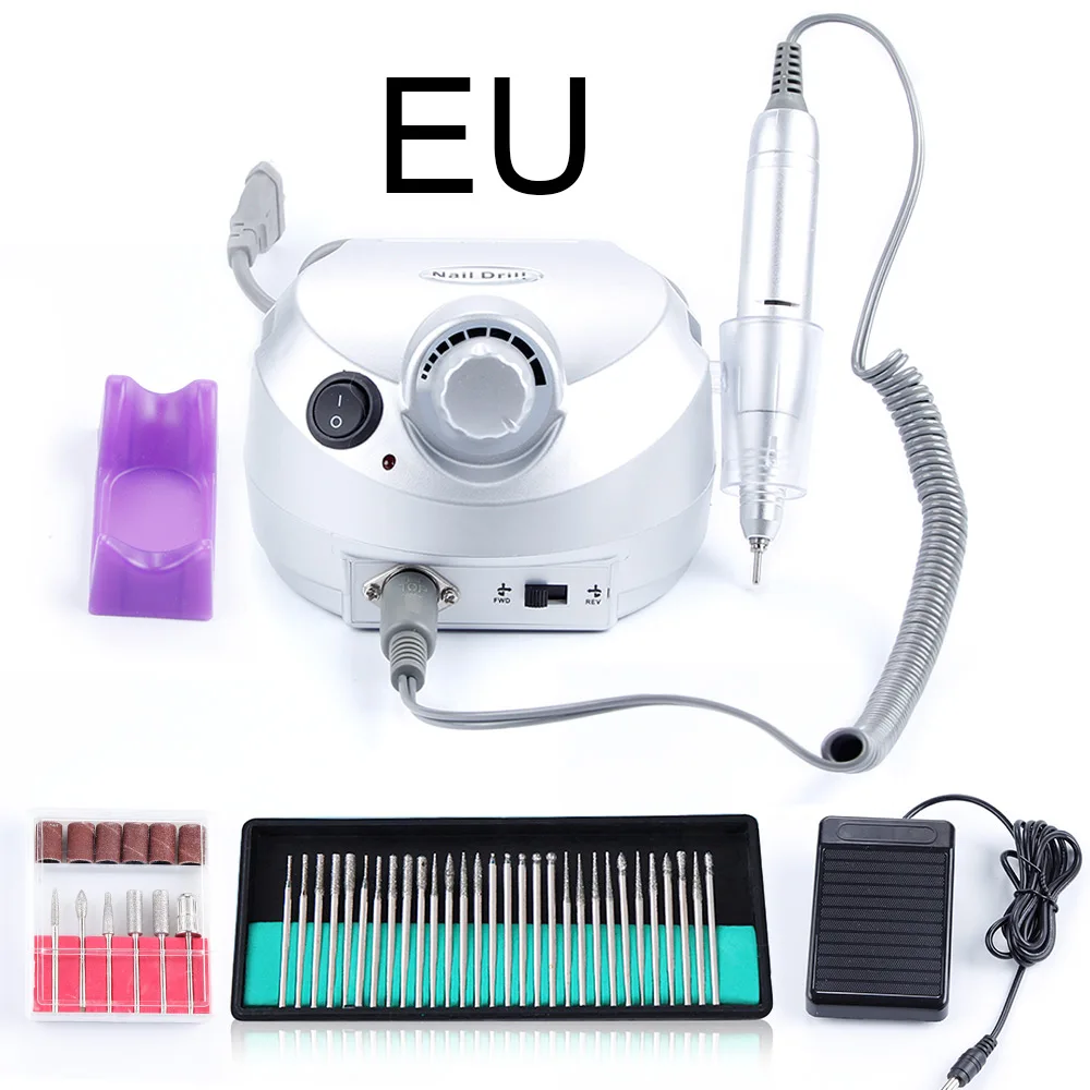 Silver Set 3 EU 30000 об/мин Электрический Маникюрный станок 30 шт набор сверл Электрический аппарат для маникюра педикюра фрезы - Цвет: Silver Set 3 EU