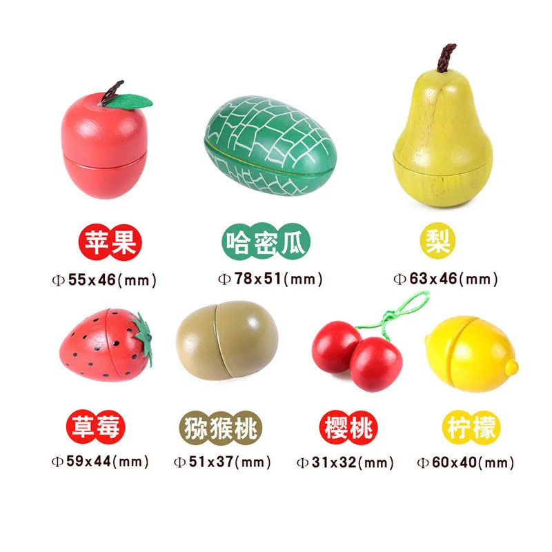 Montessori Simulation 3D Woodens Toy Magnetic Cutting Fruit Banana Lemons Kitchen Model Early Educational Toys for Children Gift 3