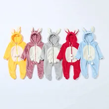 

Baby Rompers Spring Autumn Newborn Baby Clothes Boys Girls Winter Cute Ear Fleece Jumpsuit Romper Warm Outwear Infant Overalls