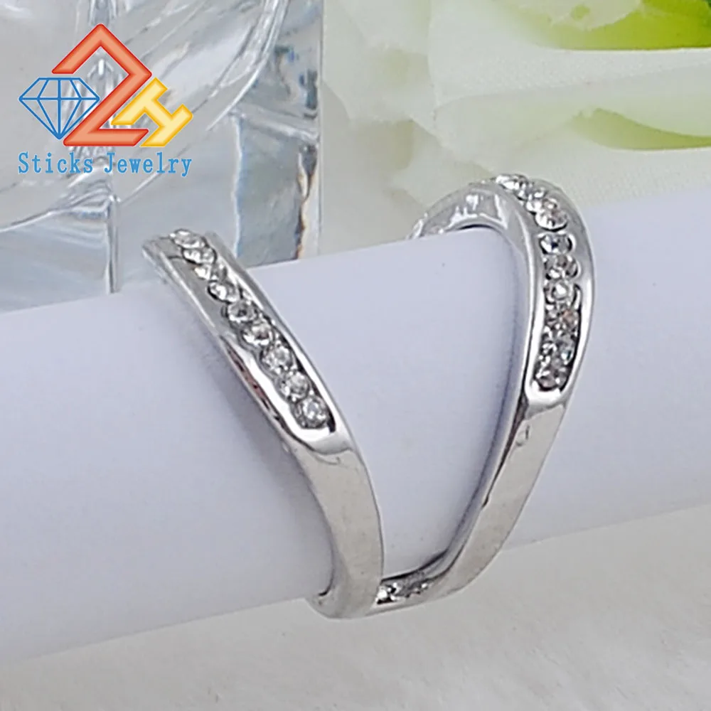 

Classic Women Ring Double Circle Shell Shape Finger Rings White k Color CZ Jewelry Mid Knuckle Ladies