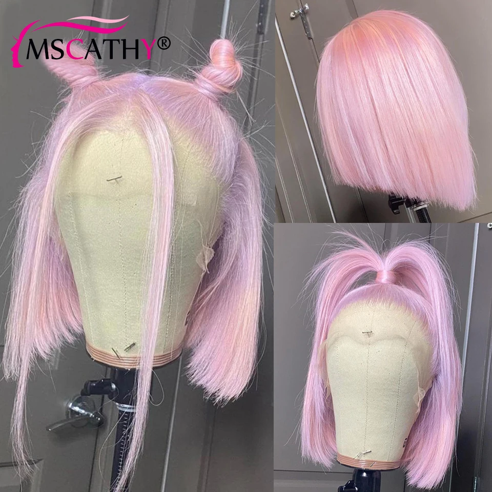 Bob Wig Lace Front Human Hair Wigs Pink Purpel 613# Blonde Highlight Colored Straight HD Lace Frontal Wigs For Women Human Hair