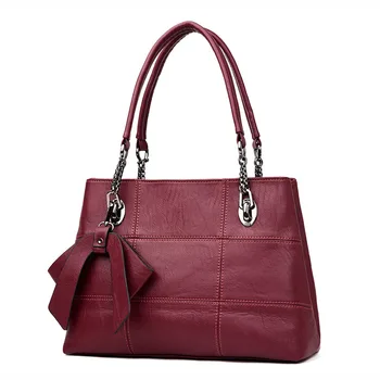 

Fall Winter New Soft Leather Handbag Woman Bag Fashion Single Shoulder Slant Bag Lady Simple Big Bag Bags for Women 2018