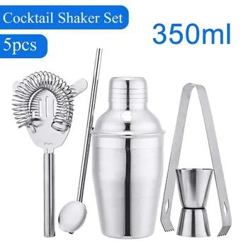 

5Pcs 350ML Cocktail Shaker Tool Set Mixed Drinks Bartender Bar Sets Premium Stainless Home Mojito Making Barware Tools