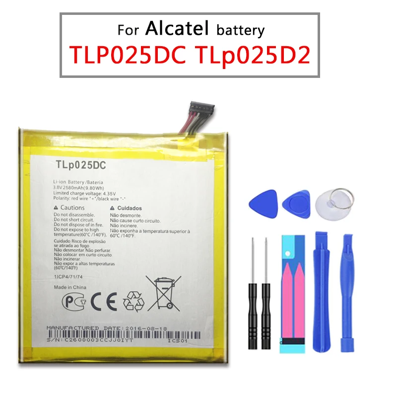 Для Alcatel Pixi 4 6 0 OT 9001A 9001X 9001D 8050D 8050 литий полимерные аккумуляторы TLP025DC TLp025D2 батарея