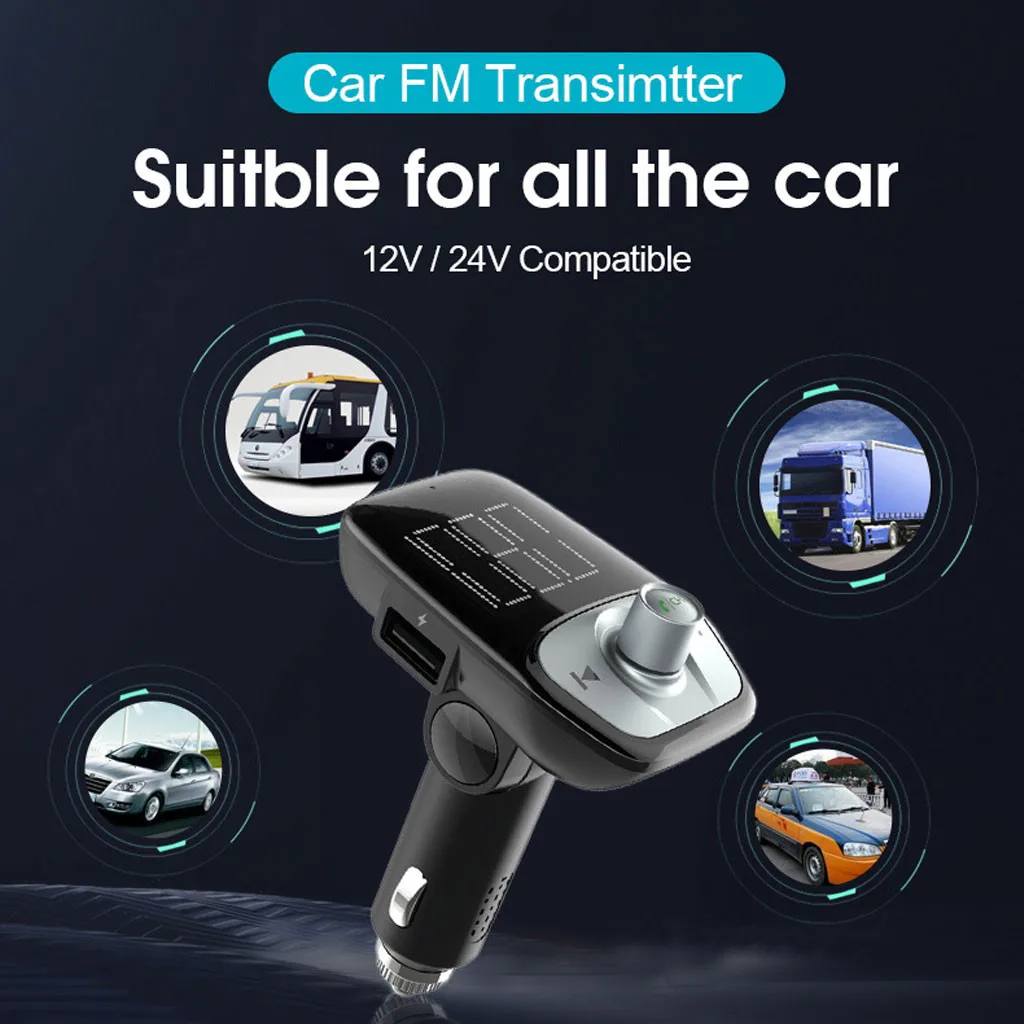Автомобильный комплект громкой связи беспроводной Bluetooth fm-передатчик lcd MP3-плеер USB зарядное устройство 2.1A автомобильные аксессуары Handsfree авто FM