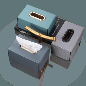 

Holder Creative Square Tissue Box Container Organizer Dispenser Leather Tissue Boxes Paper Papel Seda Napkin Rack BW50ZJ