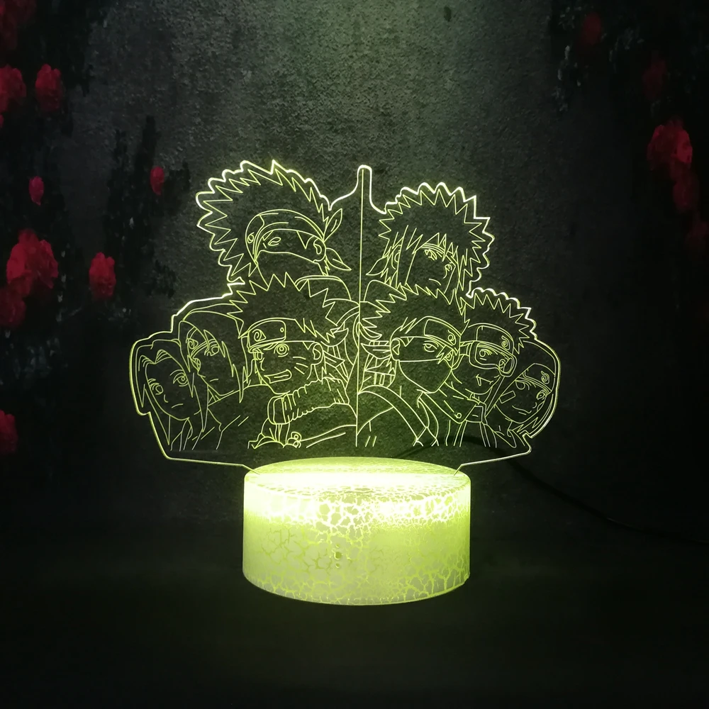 

Anime Comic Series Multicolor Shine Night Light 3D RGB Plug Charge LED Battery Desk Crack Lamp Teen like Naruto Shape Gift Light