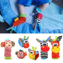 Jouets en peluche pour bébé de 0 à 12 mois, chaussettes d'animaux, hochets de poignet pour nouveau né, émet des sons 