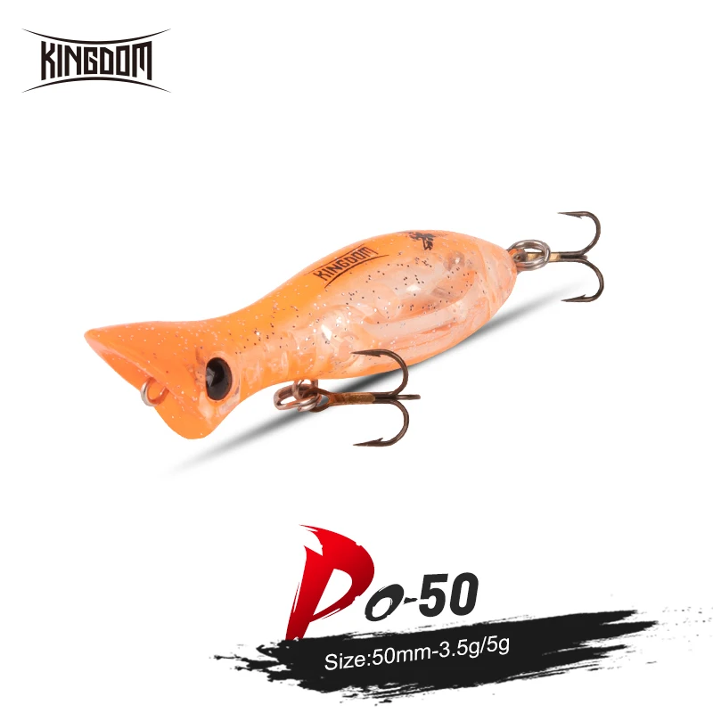 Kingdom PO-50 Popper Fishing Lures 50mm 3.5g 5g Floating Sinking Artificial  Hard Baits Good Action Fishing Wobbler For Bass Pike