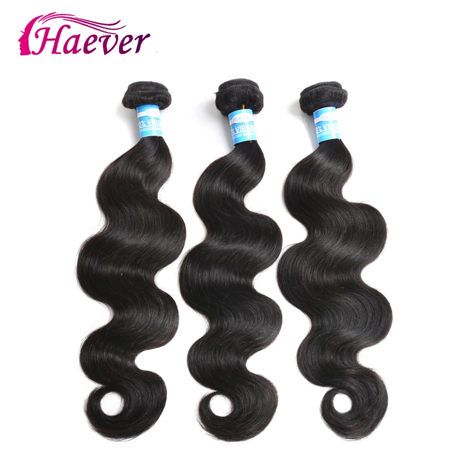 

Haever Hair Body Wave Bundles Peruvian Hair Weave 3 Bundles Non-Remy Hair Natural Color Human Hair Bundles Extensions