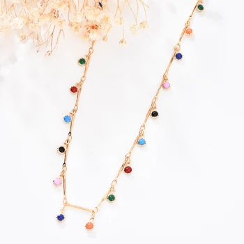 

Boho Candy Color Ball Pendant Choker Necklace Clavicle Chain Charm Women Jewelry Christmas Gift
