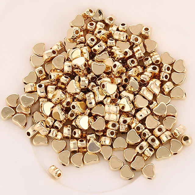 200pcs Gold Spacer Beads for Bracelets Making,Star Beads,Heart Beads,Square Beads,Shaped Beads and Other Kinds of Spacer Beads, Loose Beads for