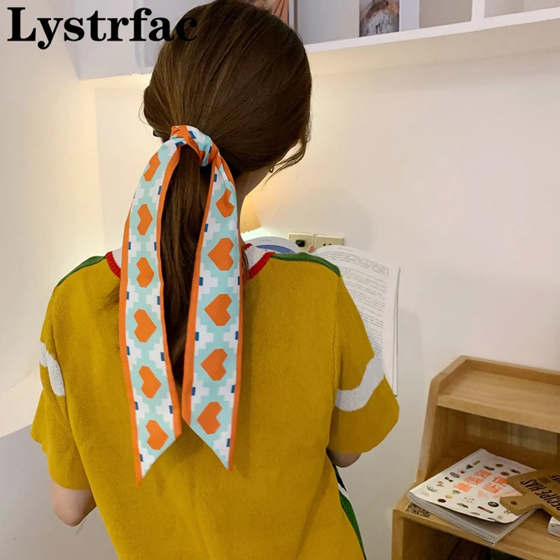 

Lystrfac Fashion Print Hair Scarf Scrunchies Women Girls Headband Multifunctional Streamer Ribbon Female Hair Accessories