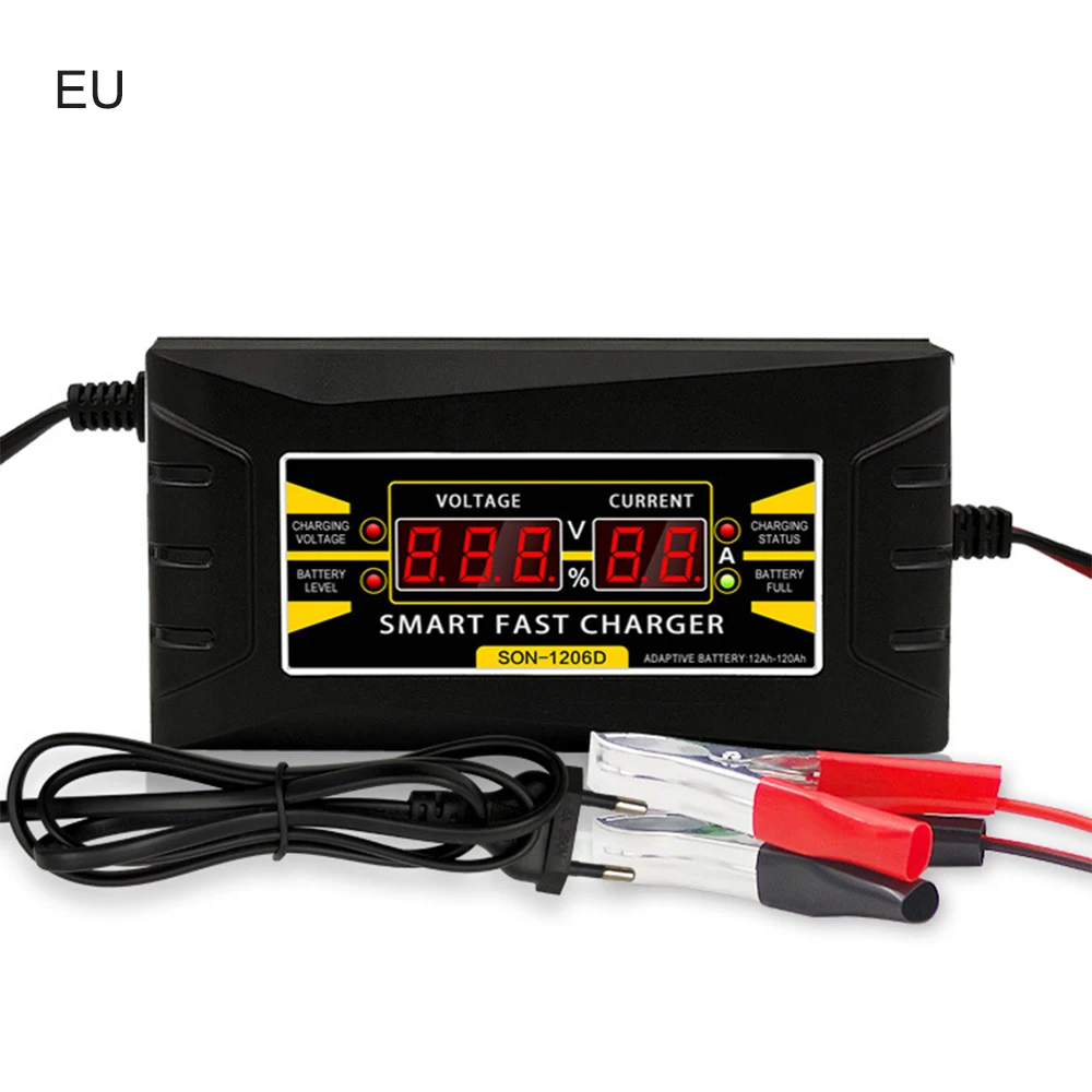 150 в/250 В до 12 В 6A автомобильное зарядное устройство смарт Быстрая зарядка для влажной сухой свинцово-кислотной цифровой ЖК-дисплей US Plug высокое качество - Цвет: EU  A