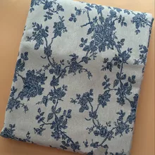 Бежевый DIY швейная стеганая хлопчатобумажная и льняная ткань синий цветочный хлопок и лен с принтом ткань для Домашнего Текстиля Украшения Мягкая обложка