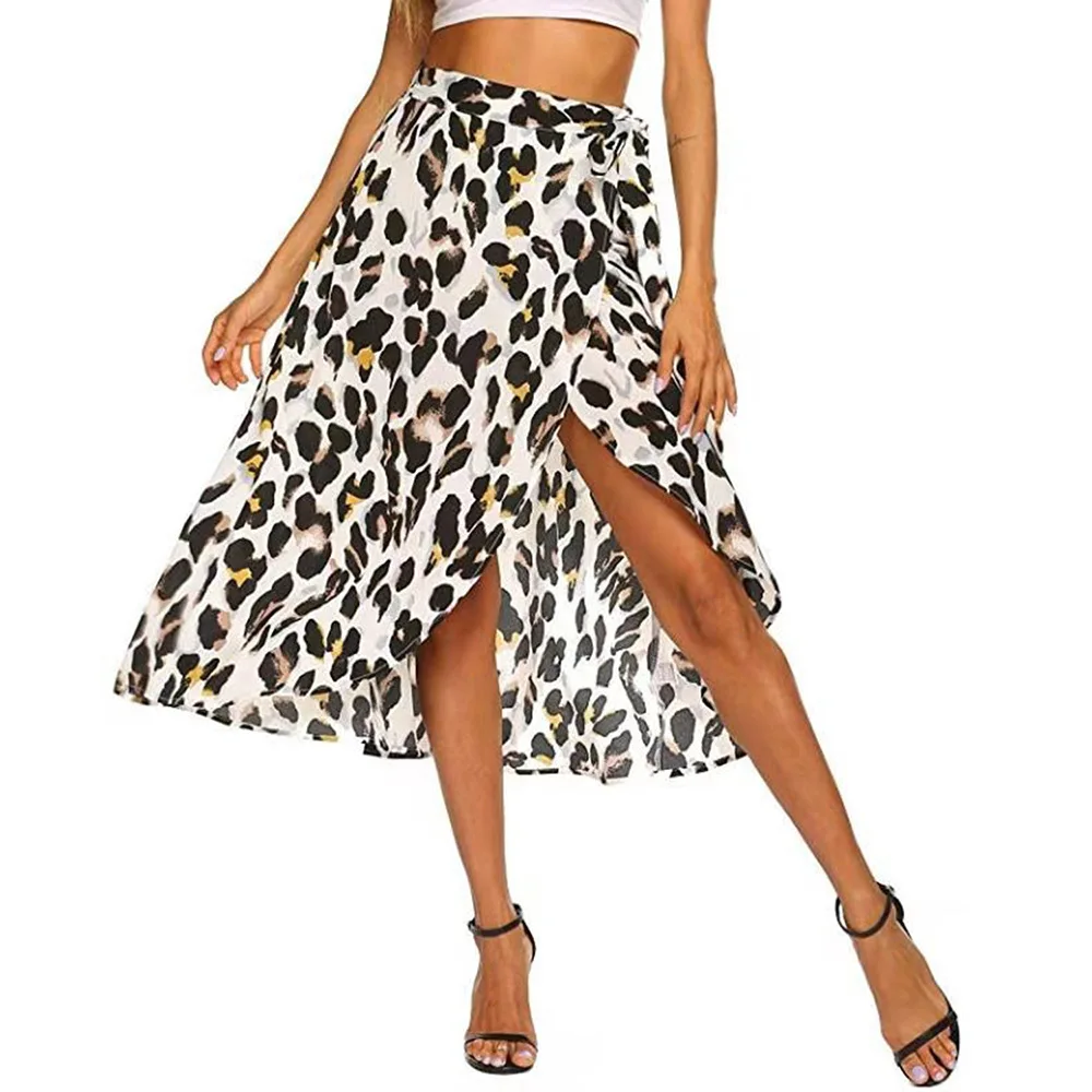 

cheap New spring and summer half skirt US leopard print hot styles Three color printing lace up Chiffon Skirts One piece bandage
