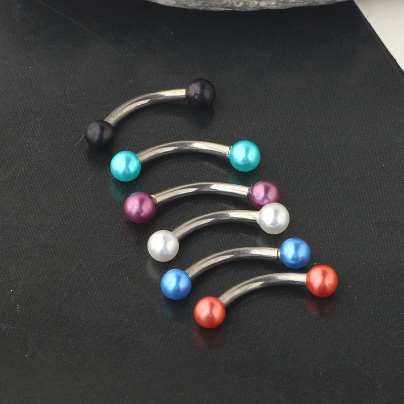 16G Stainless Steel Pearl Eyebrow Piercing Jewelry Helix Daith Earrings Lip Septum Ring Studs Banana Barbell Body Jewelry Kit