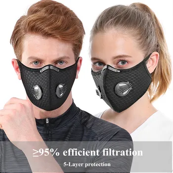 

PM2.5 Anti Pollution Mask Unisex Face Activated carbon Anti-Dust Reusable Filter Neoprene Mouth Masks for Flu/Allergy/Cycling