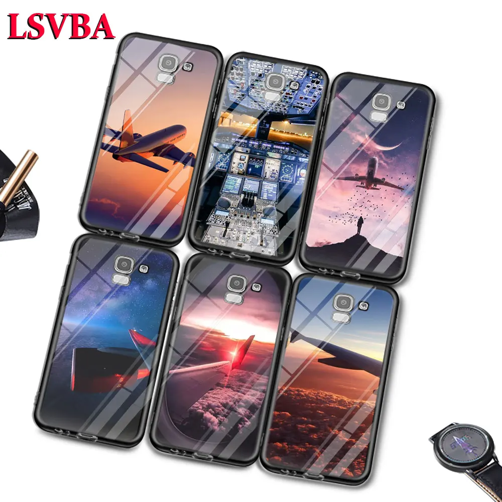 Airplane Sunset For Samsung Galaxy J2 J3 J4 J5 J6 J7 Plus Core 2018 2017 2016 Super Bright Glossy Phone Case Cover | Мобильные