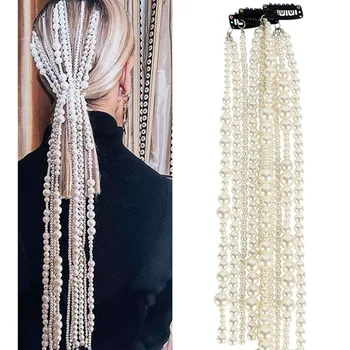 

1 PC Simulated Pearl Long Tassel Hair Clip Hairband Pin Barrette Hairpin Headdress Accessories Hair Styling Tools New Arrival