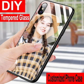 Перейти на Алиэкспресс и купить DIY чехол из закаленного стекла для телефона Huawei P8 P9 P10 P20 P30 Lite Pro 2017 чехол на заказ для Huawei Mate 30 20 10 Lite Pro 9 20X 5G
