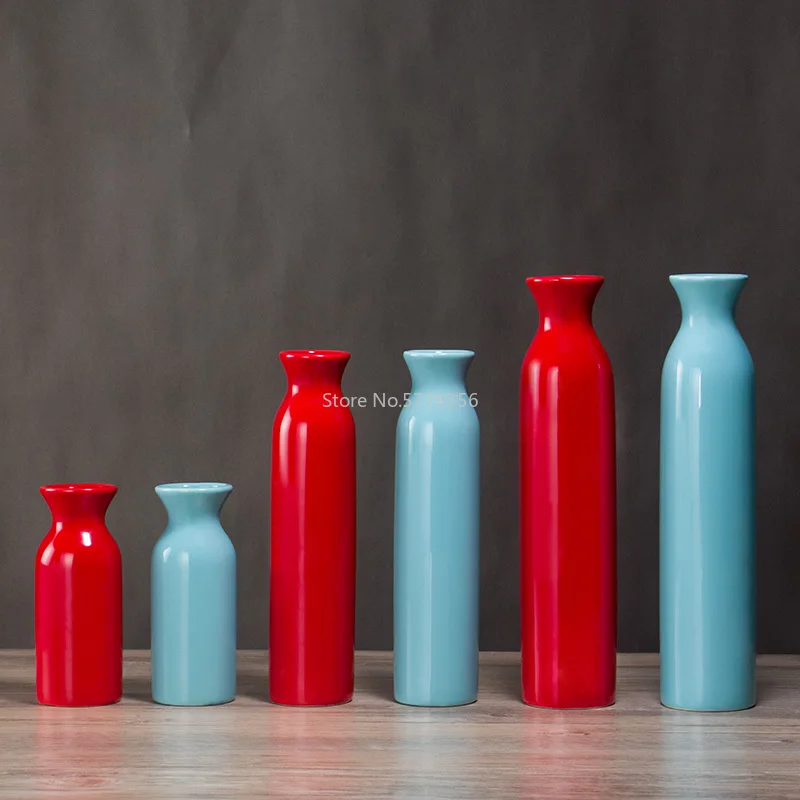 Red Ceramic Vase Blue Wedding Vase Home Decoration Decoration Gifts 3