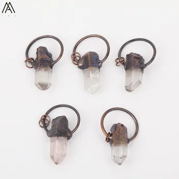 

Faceted Stick Spike Point Natural White Quartz Plated Bronze Edges Pendant Necklace For Women Jewelry Findings FZ-57AMAB