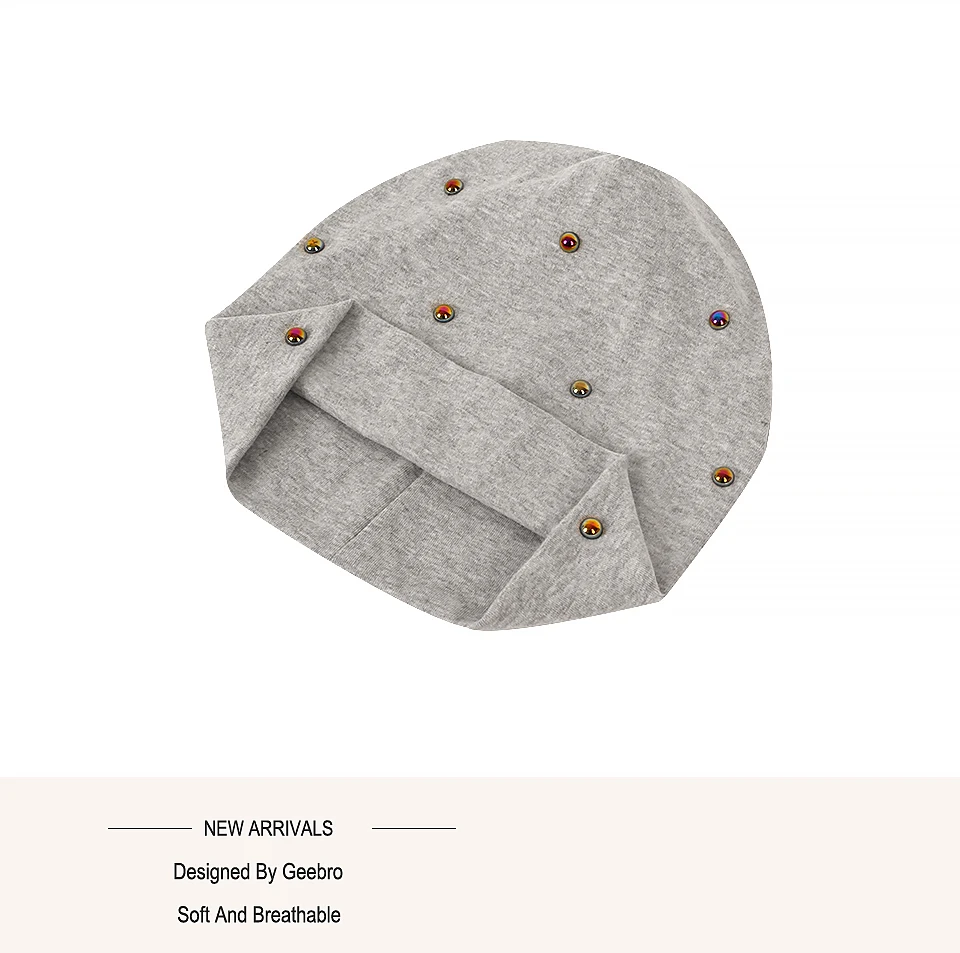 Frauen lässig mehrfarbige Perlen Schädel Mützen Hut weich gestrickte Hauben Damen Frühling Herbst Slouchy Stretch Cap – Detail 6
