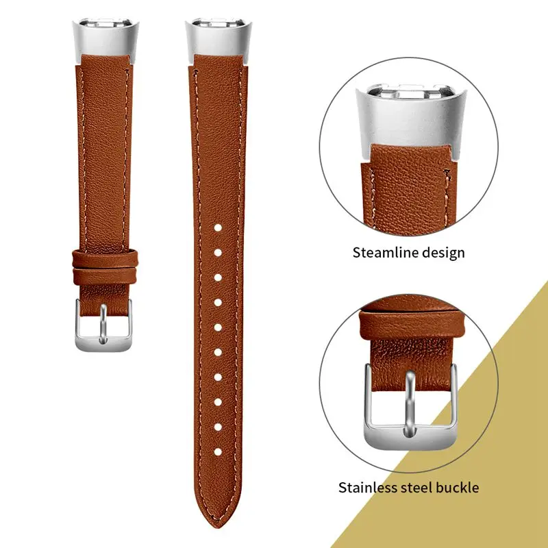 OULUCCI leather watch band for Samsung galaxy SM R370 watch band Metal Bracelet strap for samsung galaxy watch strap - Цвет: brown 2