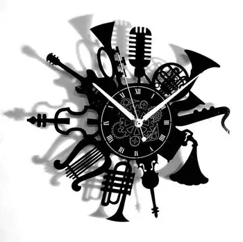 

Music Theme Art Hanging Clock LP33 Guitar Rock Instrument Vinyl Record Clock Decorative Vinyl Hanging Clock